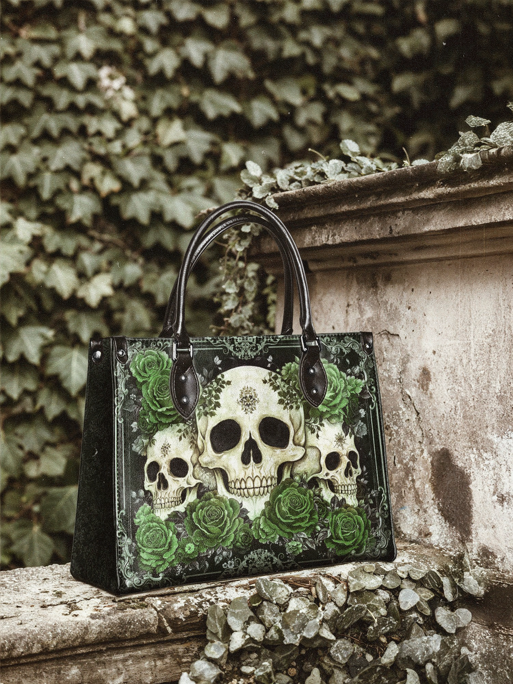 Bloodrose Poison Ivy - Black Interior - Leather Handbag