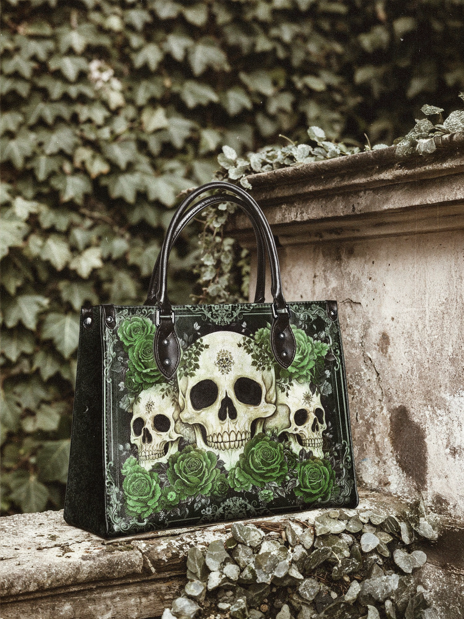 Bloodrose Poison Ivy - Black Interior - Leather Handbag
