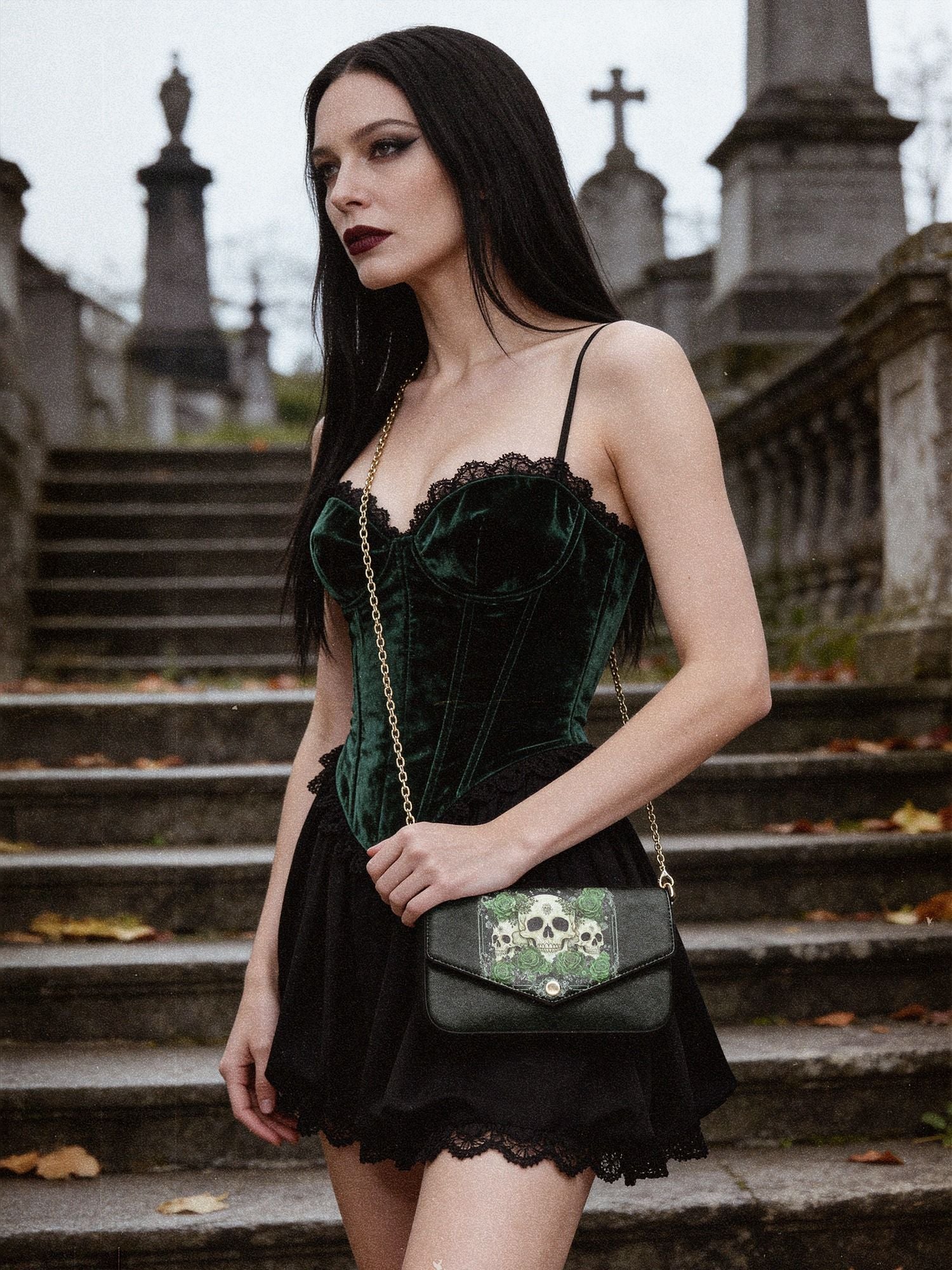 "Bloodrose" Poison Ivy Envelope Chain Crossbody Bag