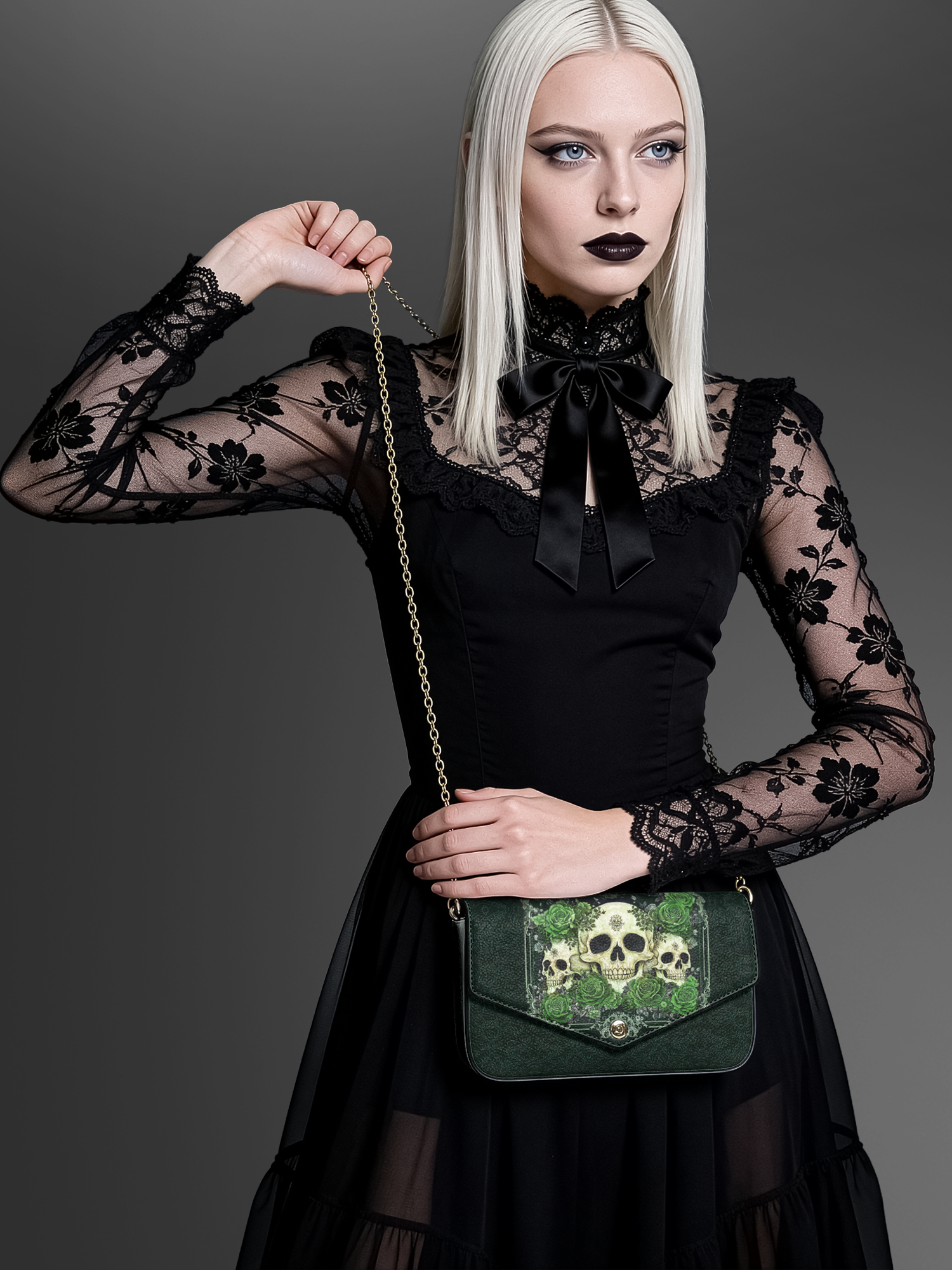 "Bloodrose" Poison Ivy Envelope Chain Crossbody Bag