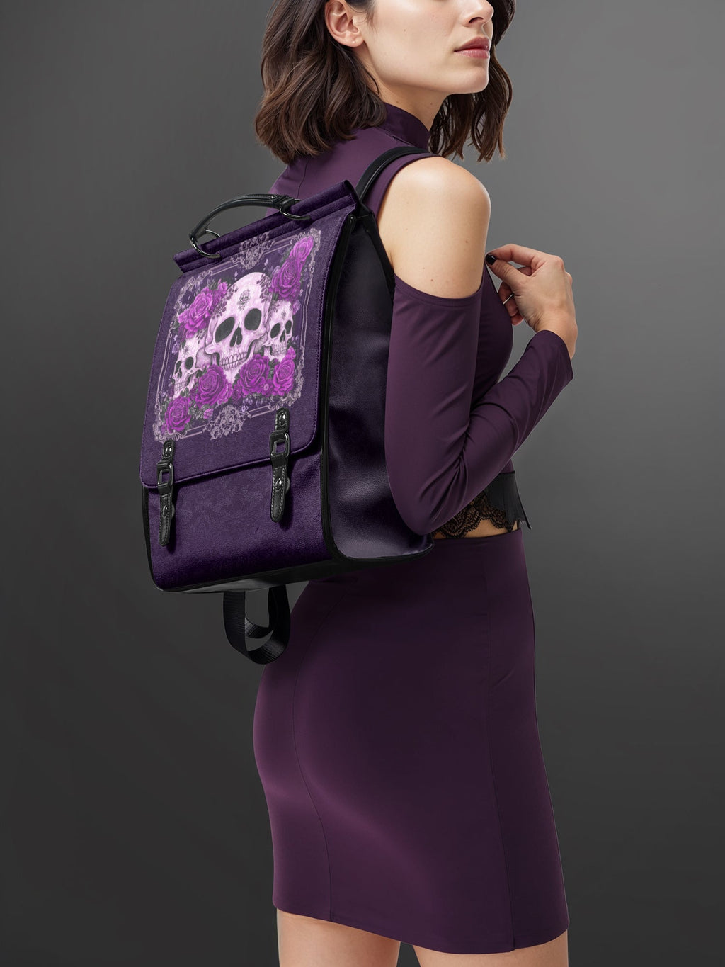 "Bloodrose" Poison Plum Leather Backpack