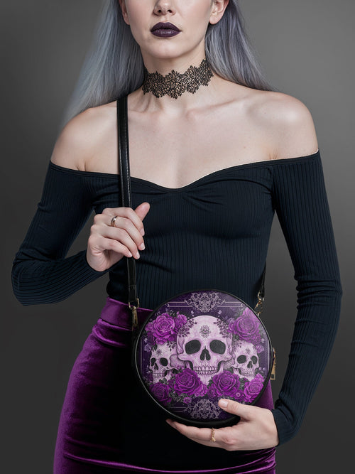 "Bloodrose" Poison Plum Circle Crossbody Bag