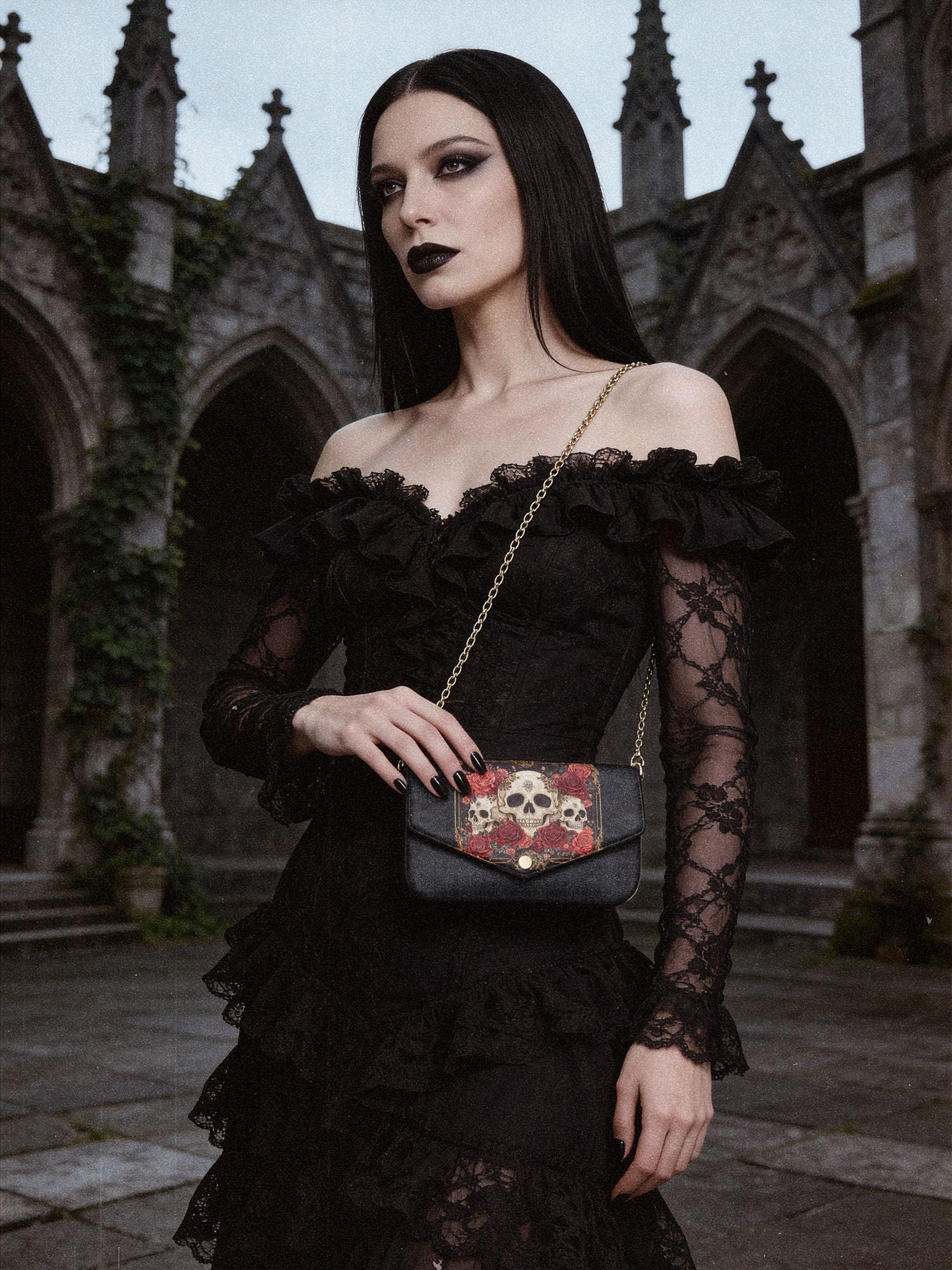 "Bloodrose" Envelope Chain Crossbody Bag
