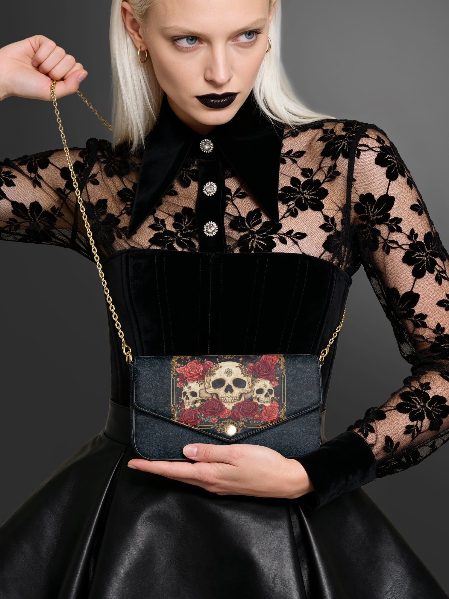 "Bloodrose" Envelope Chain Crossbody Bag