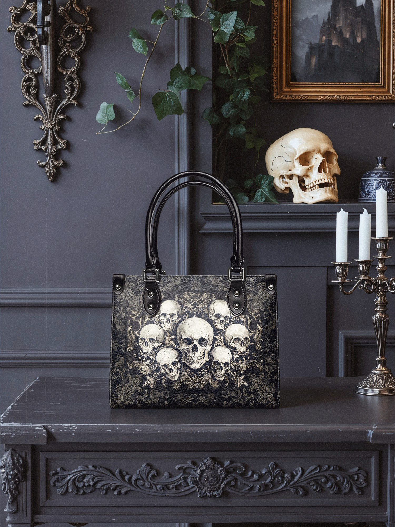 "Deathmark" - Black Interior - Small Leather Handbag