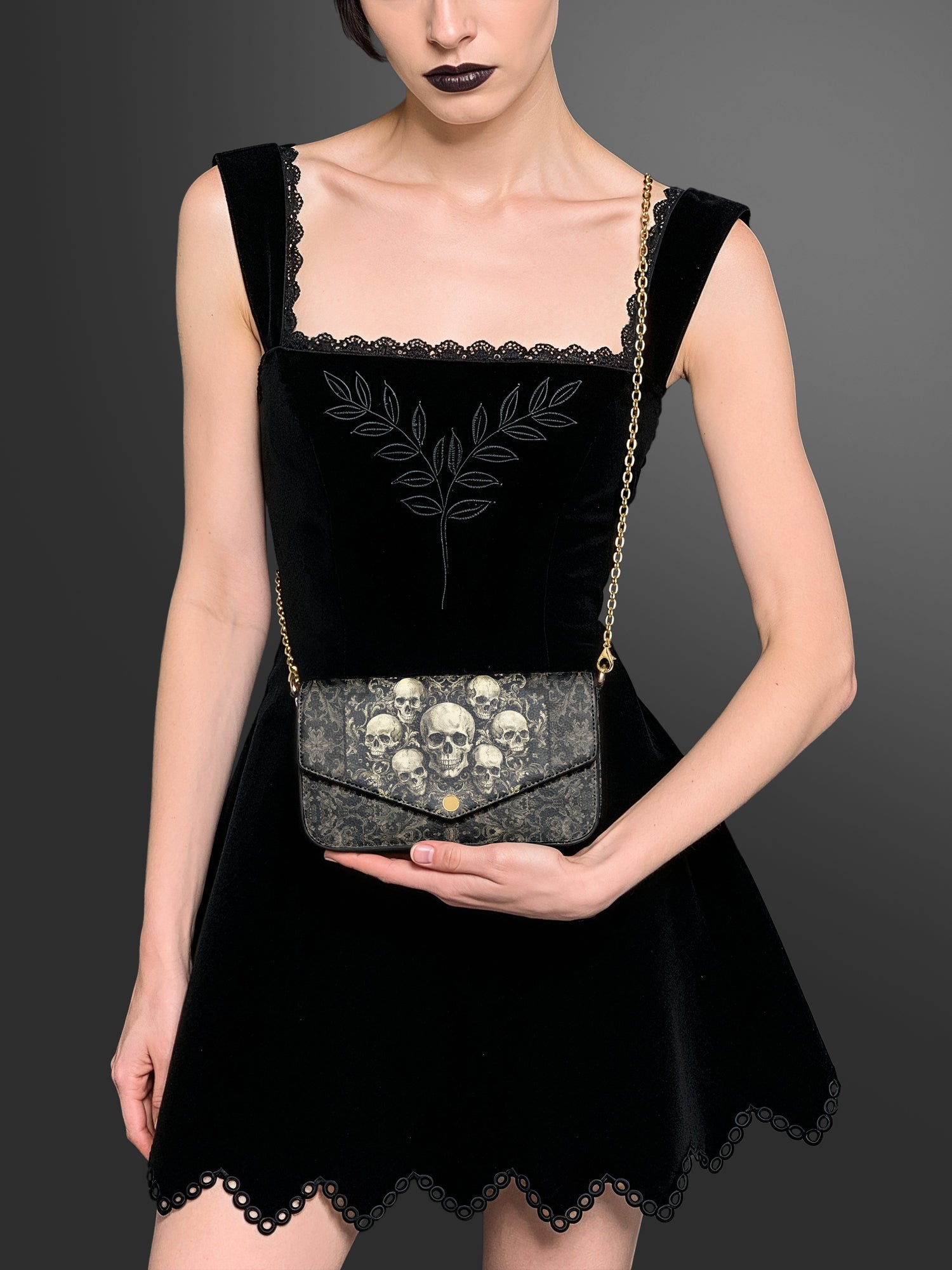 "Deathmark" Envelope Chain Crossbody Bag