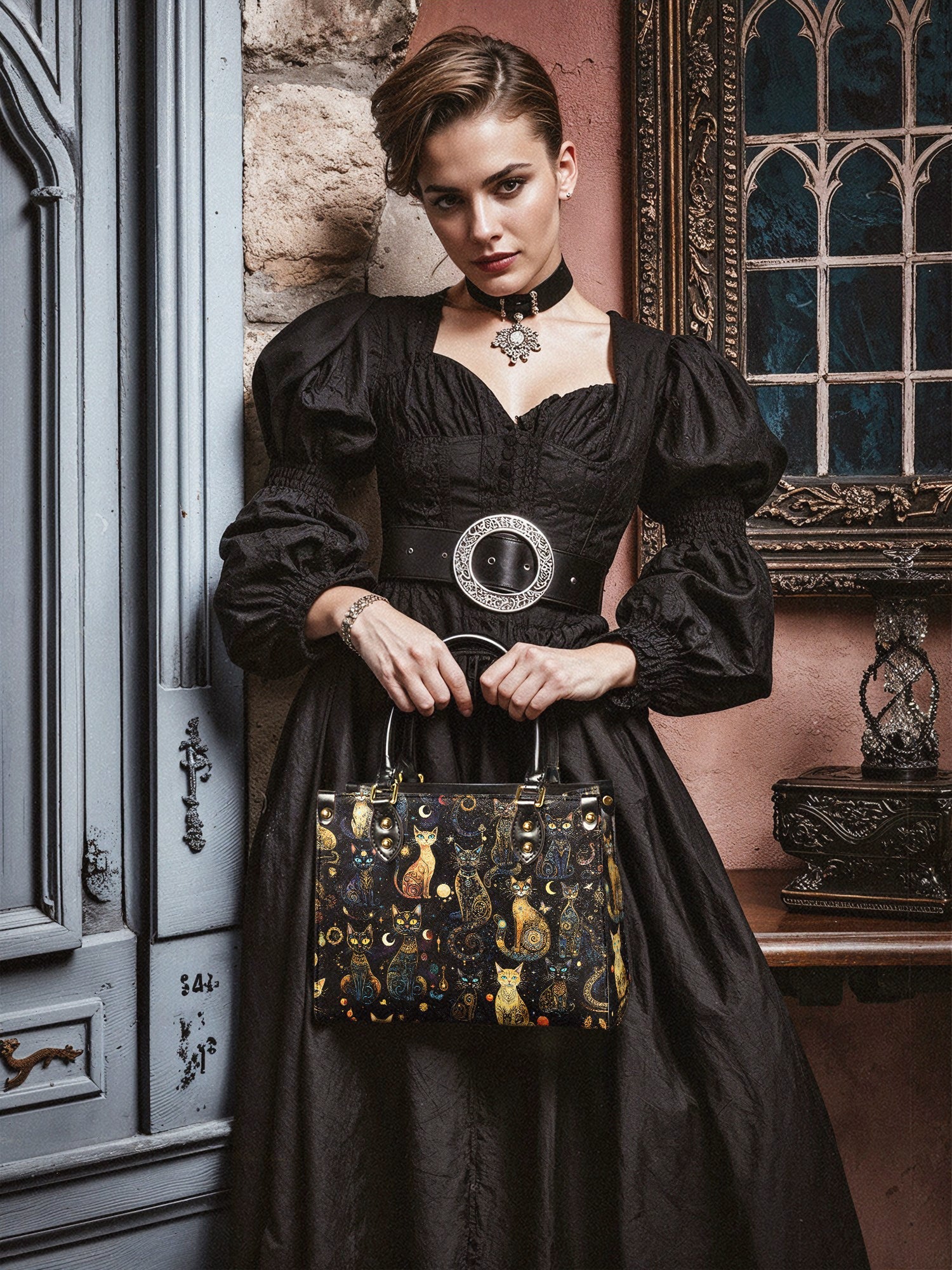 "Lunacat" Small Leather Bag