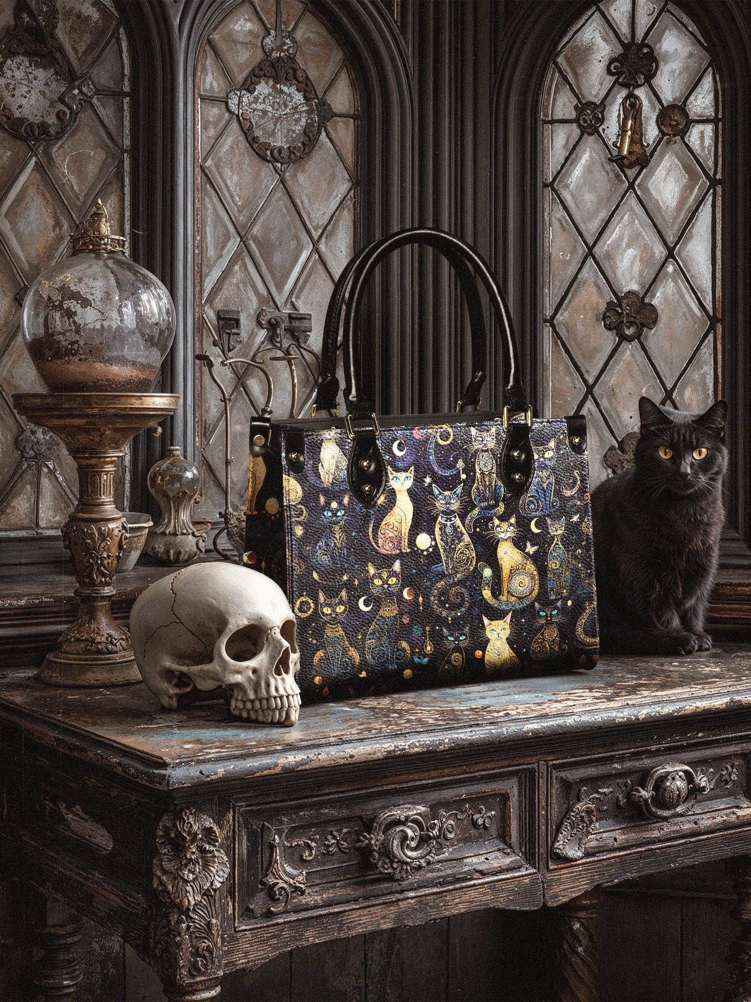 "Lunacat" Small Leather Bag