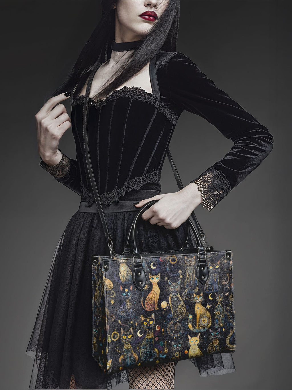 "Lunacat" - Black Interior - Leather Handbag