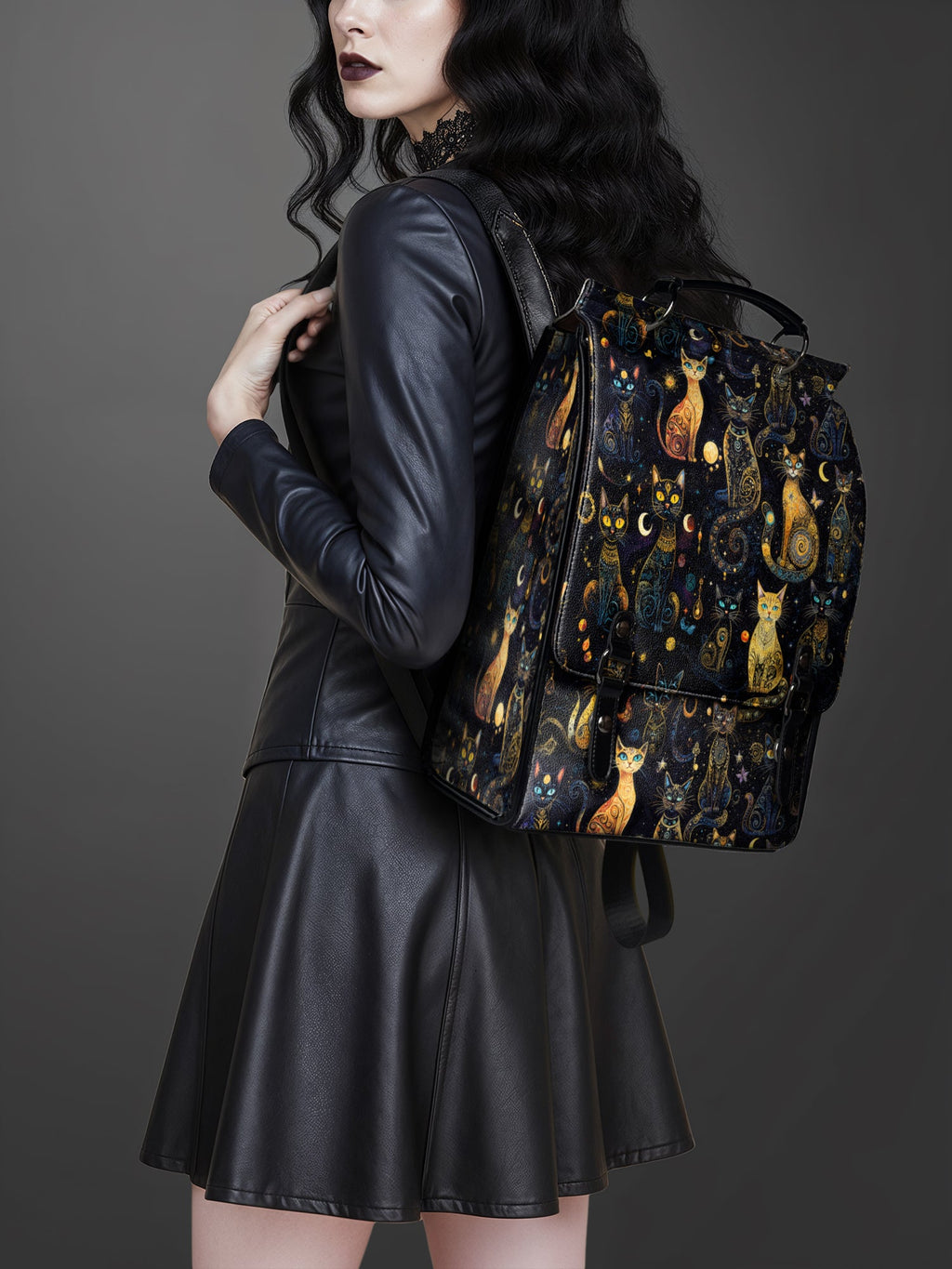 "Lunacat" Leather Backpack
