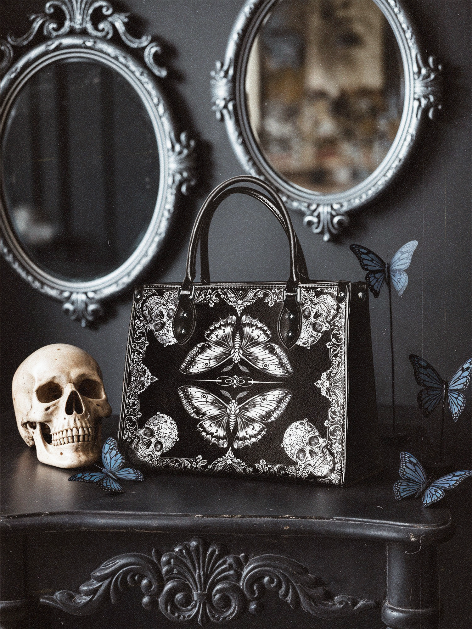 "Mothwing" - Black Interior - Leather Handbag