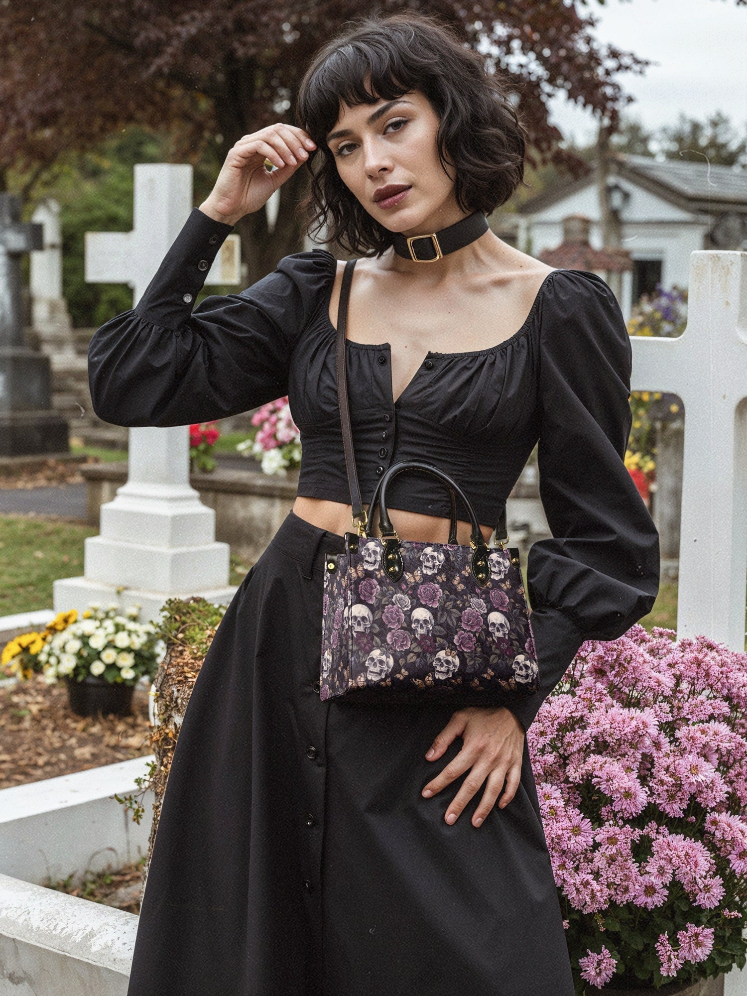 "Noctaflora" Small Leather Bag