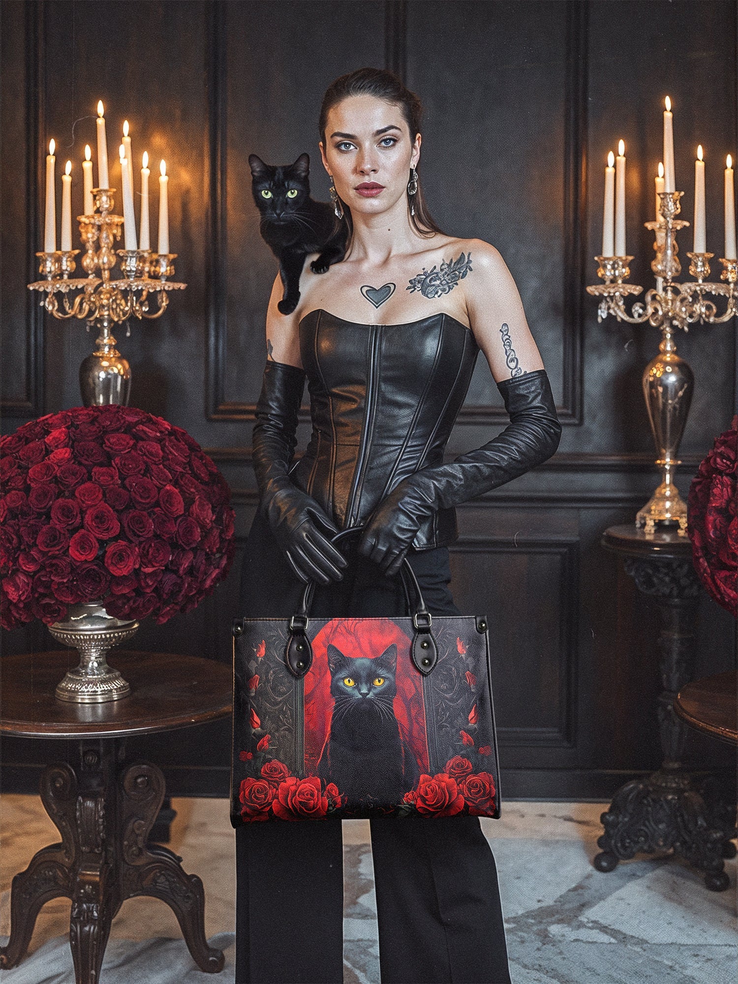 "Nyxrose" - Black Interior - Leather Handbag