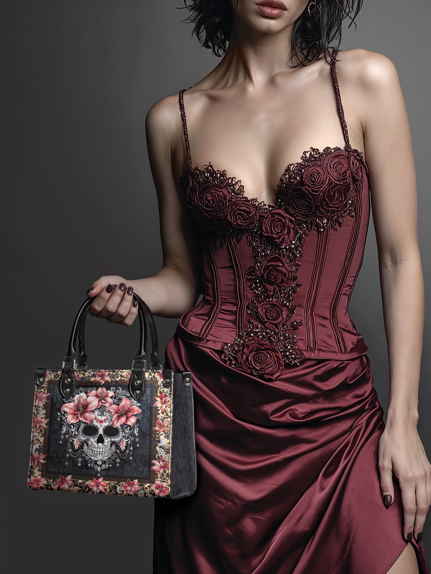 "Roselace" - Black Interior - Small Leather Handbag