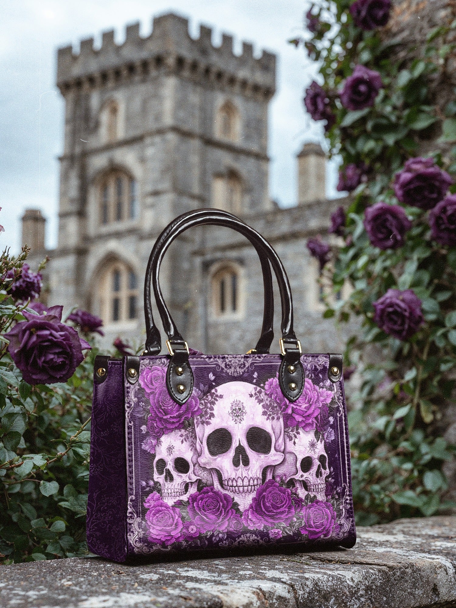 "Bloodrose" Poison Plum Small Leather Bag