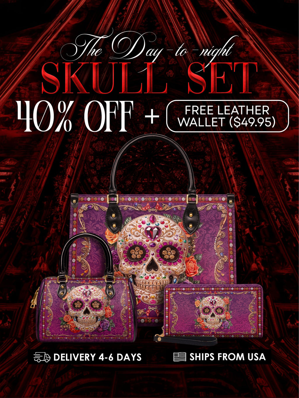 "Catrinelle" The Day-to-Night Skull Set