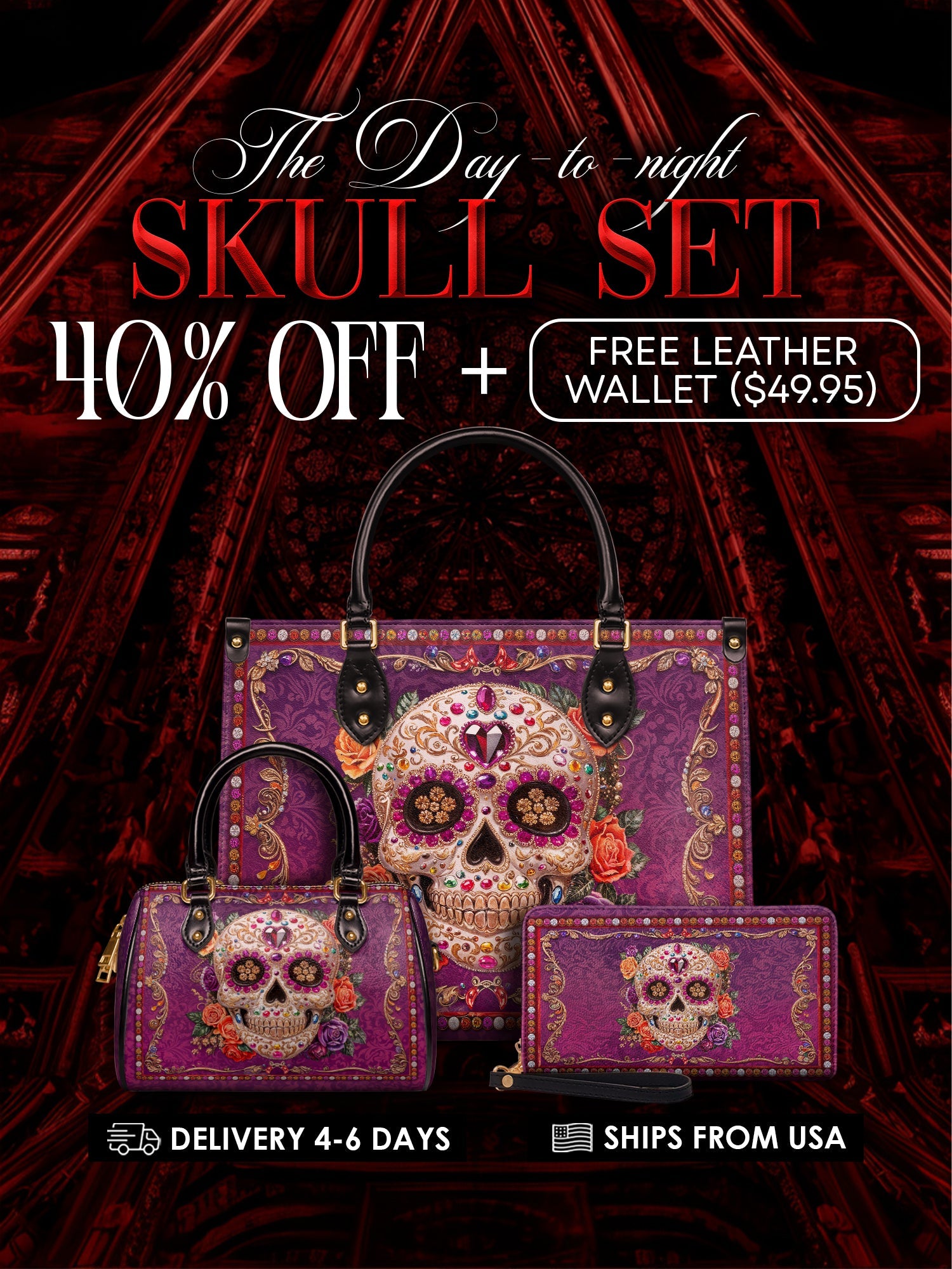 "Catrinelle" The Day-to-Night Skull Set