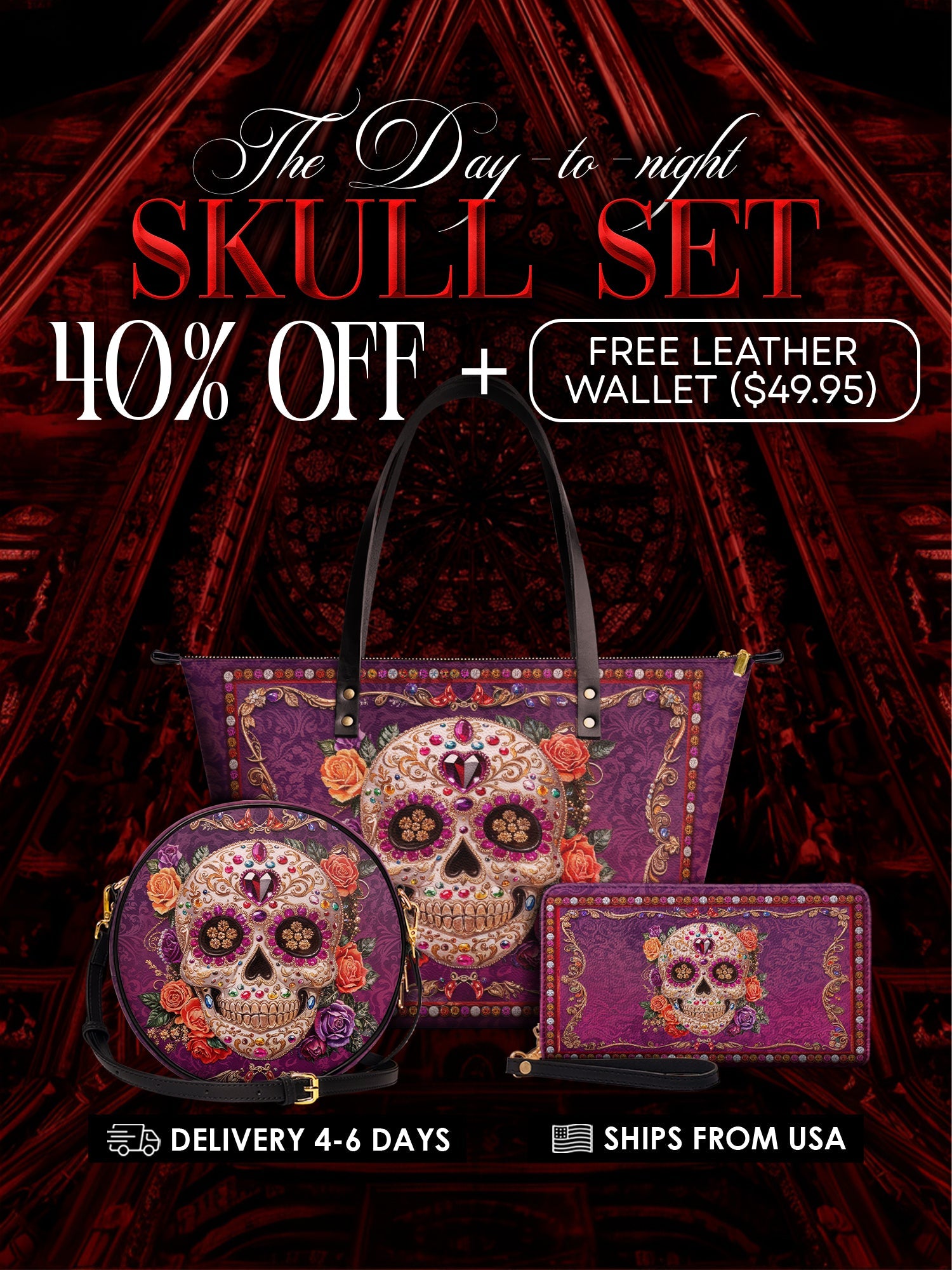 "Catrinelle" The Essentials Day-to-Night Skull Set