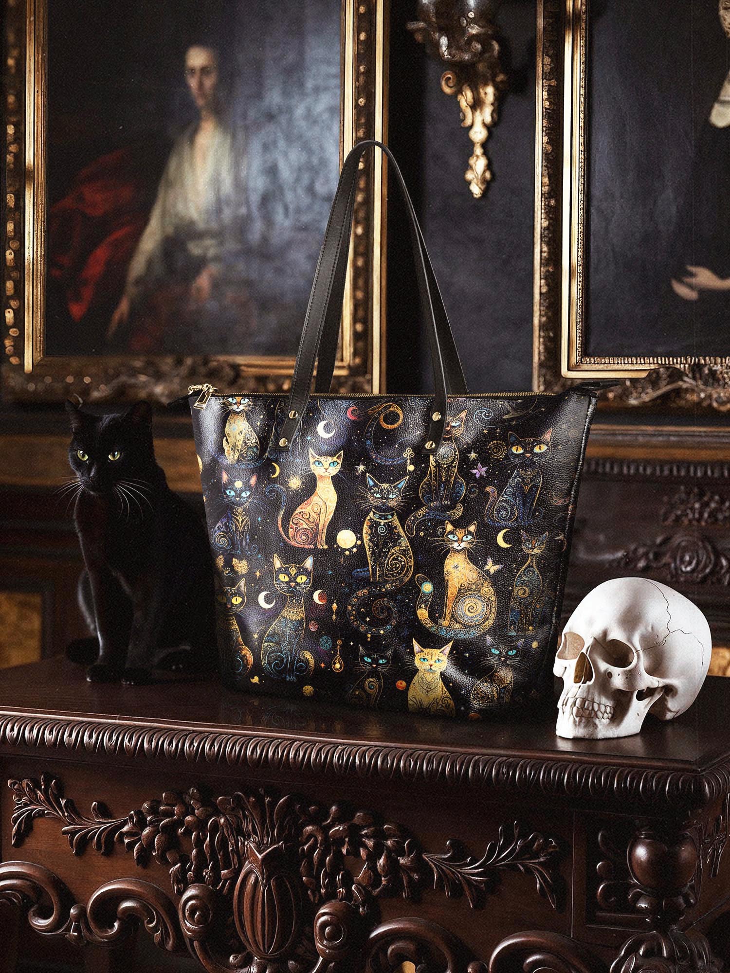 "Lunacat" Leather Tote Bag