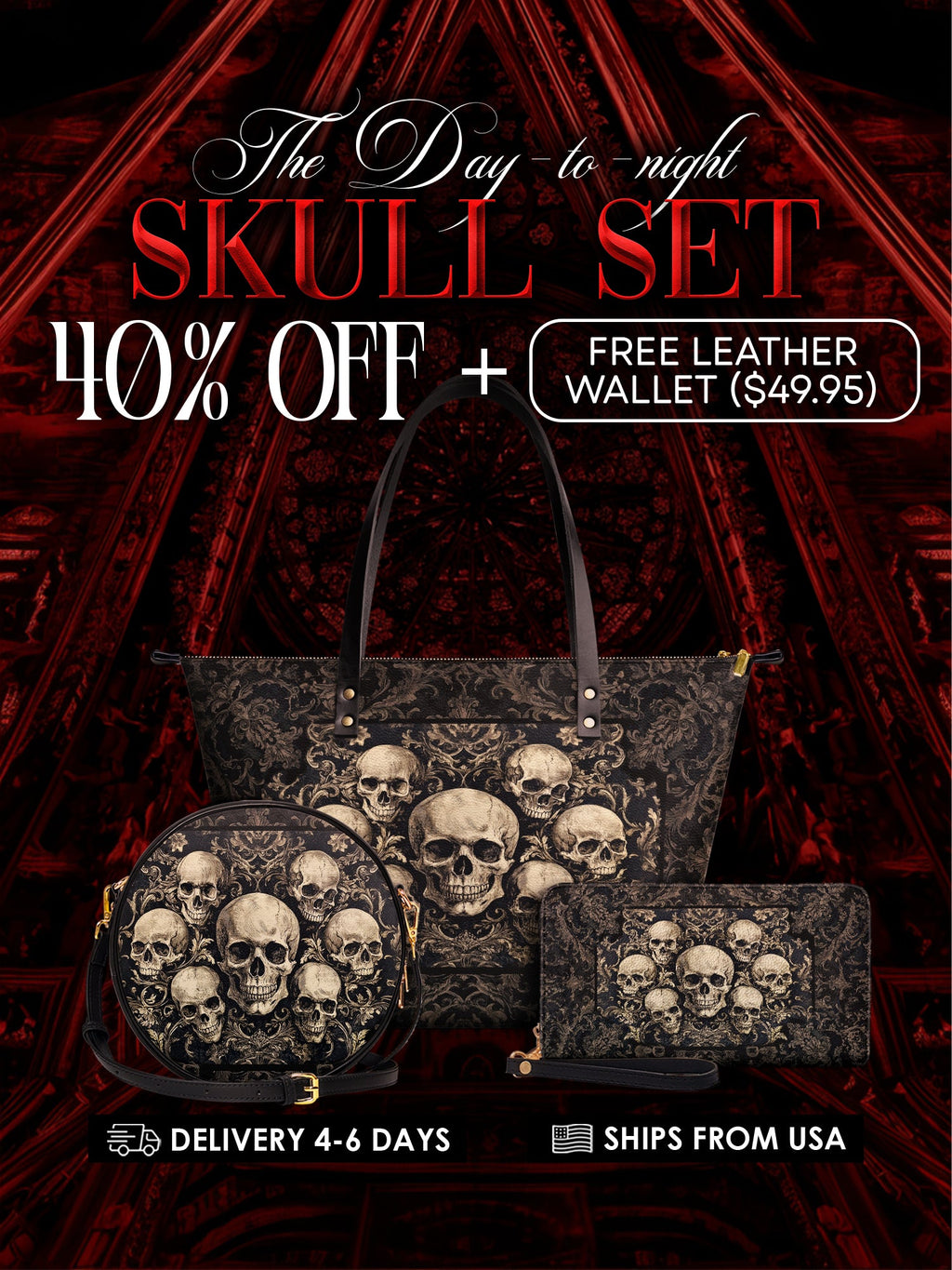 "Deathmark" The Essentials Day-to-Night Skull Set