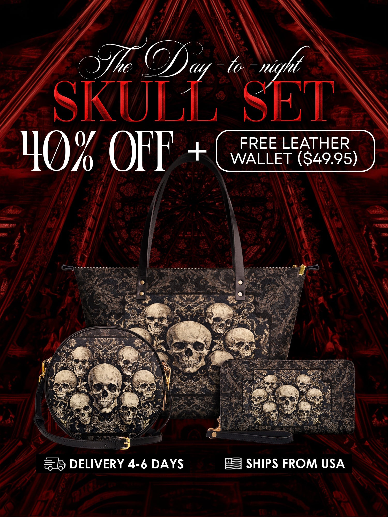 "Deathmark" The Essentials Day-to-Night Skull Set