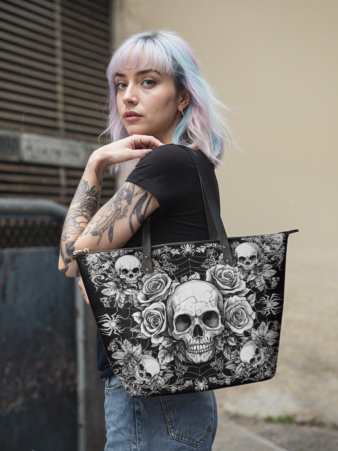 "Gravebloom" Leather Tote Bag
