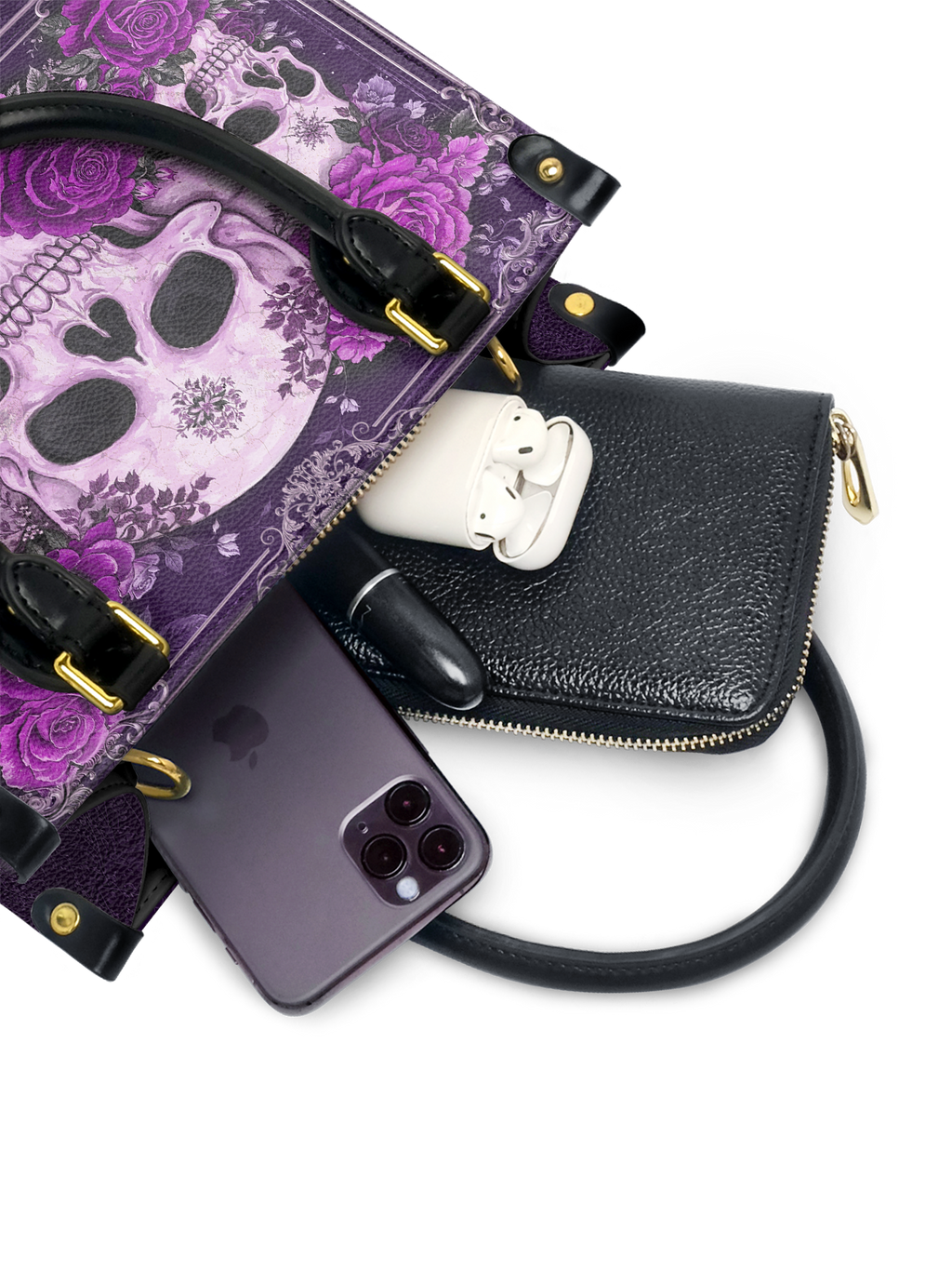 "Bloodrose" Poison Plum Small Leather Bag