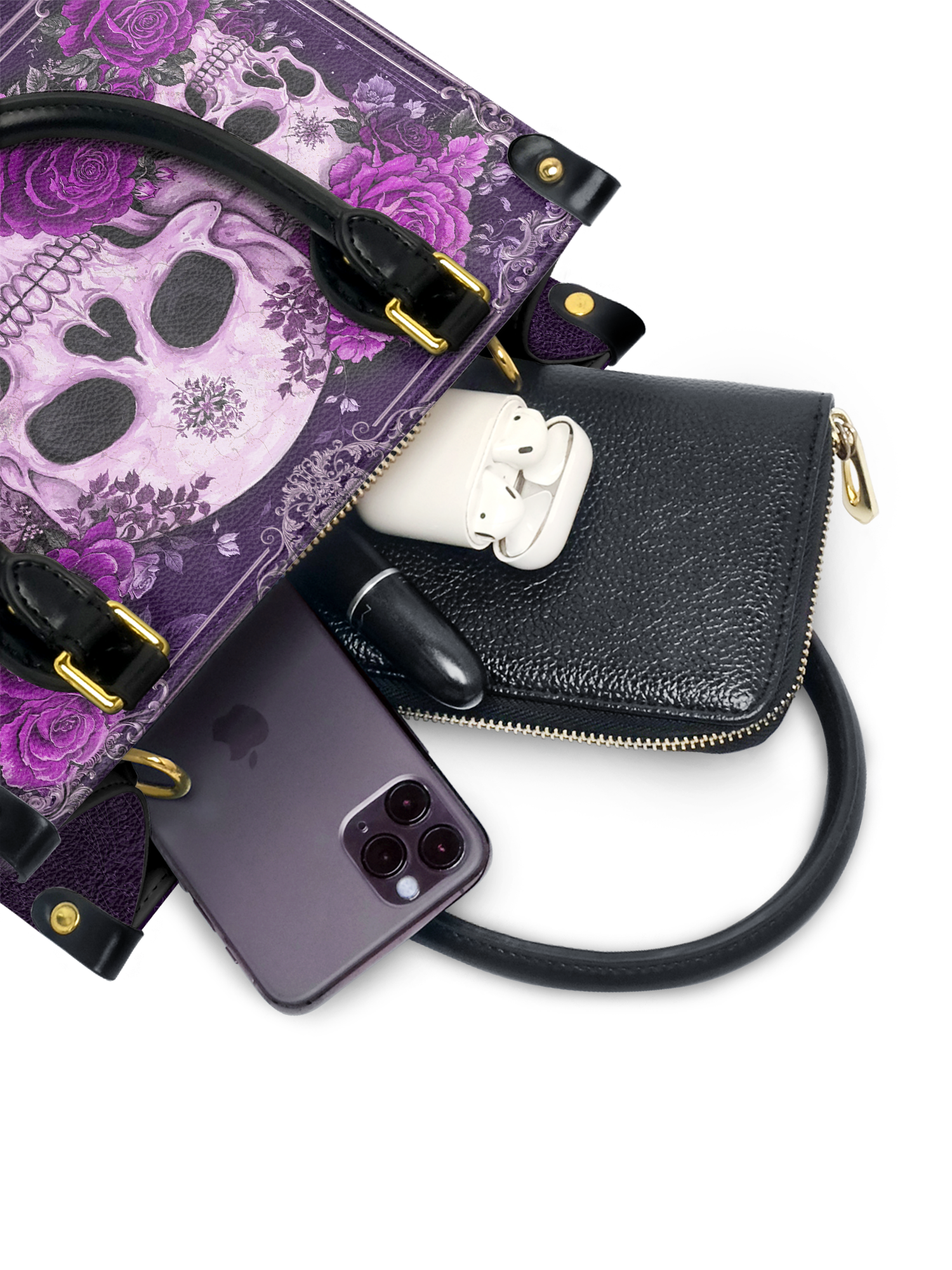 "Bloodrose" Poison Plum Small Leather Bag