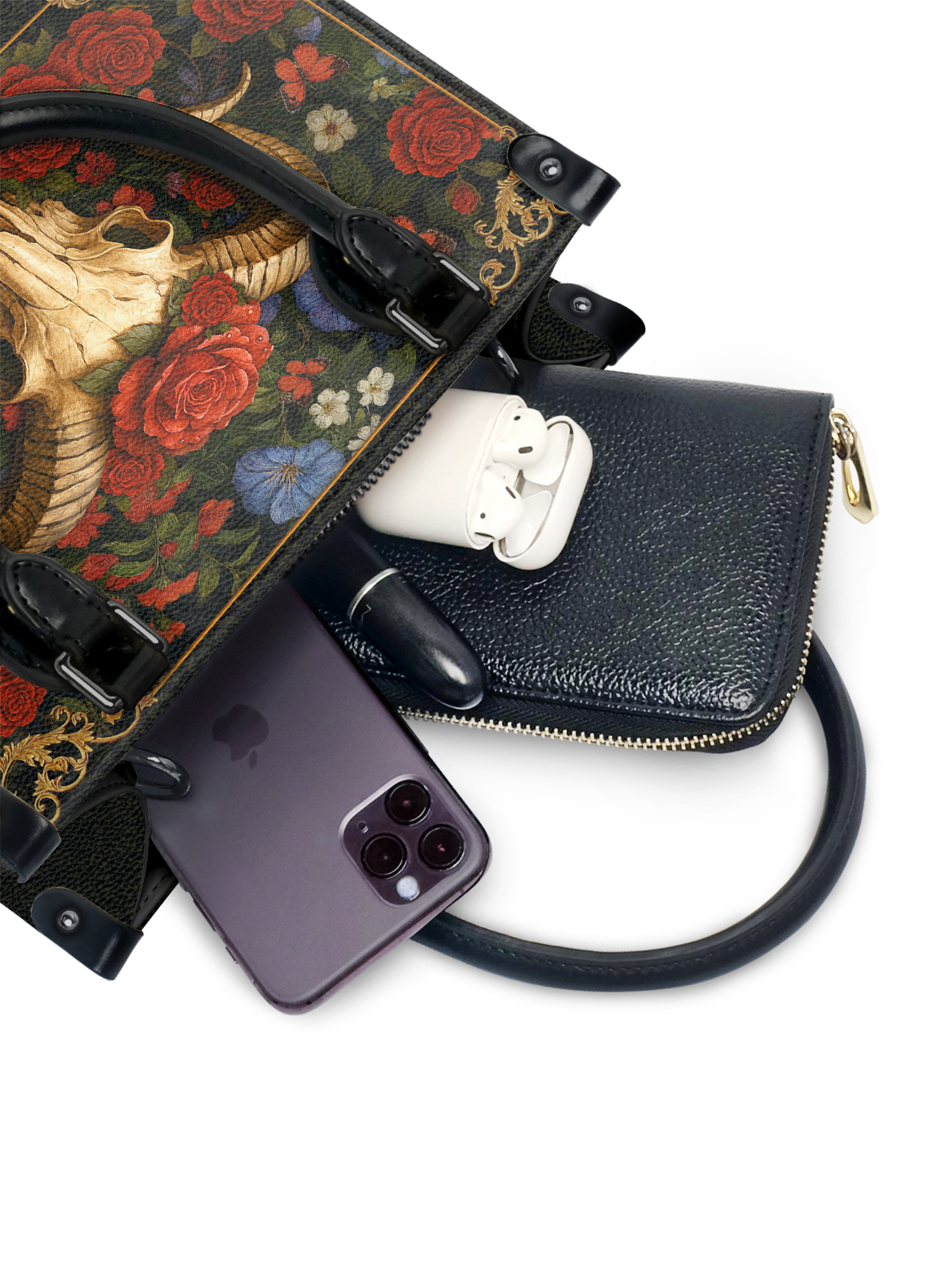 "Rosethorn" - Black Interior - Small Leather Handbag