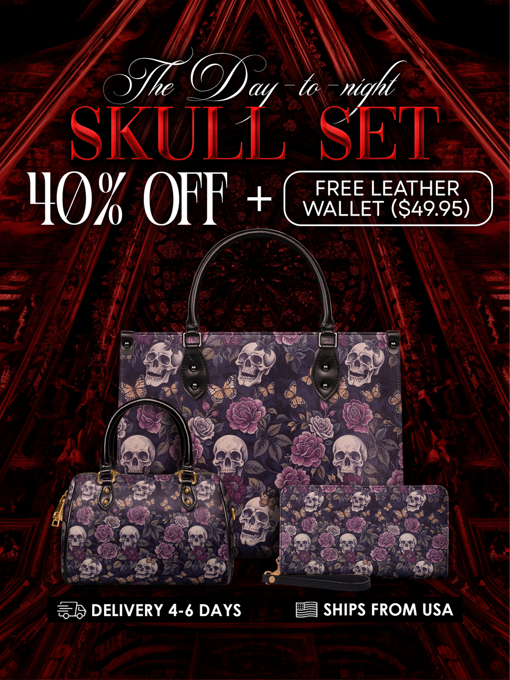 "Noctaflora" The Day-to-Night Skull Set