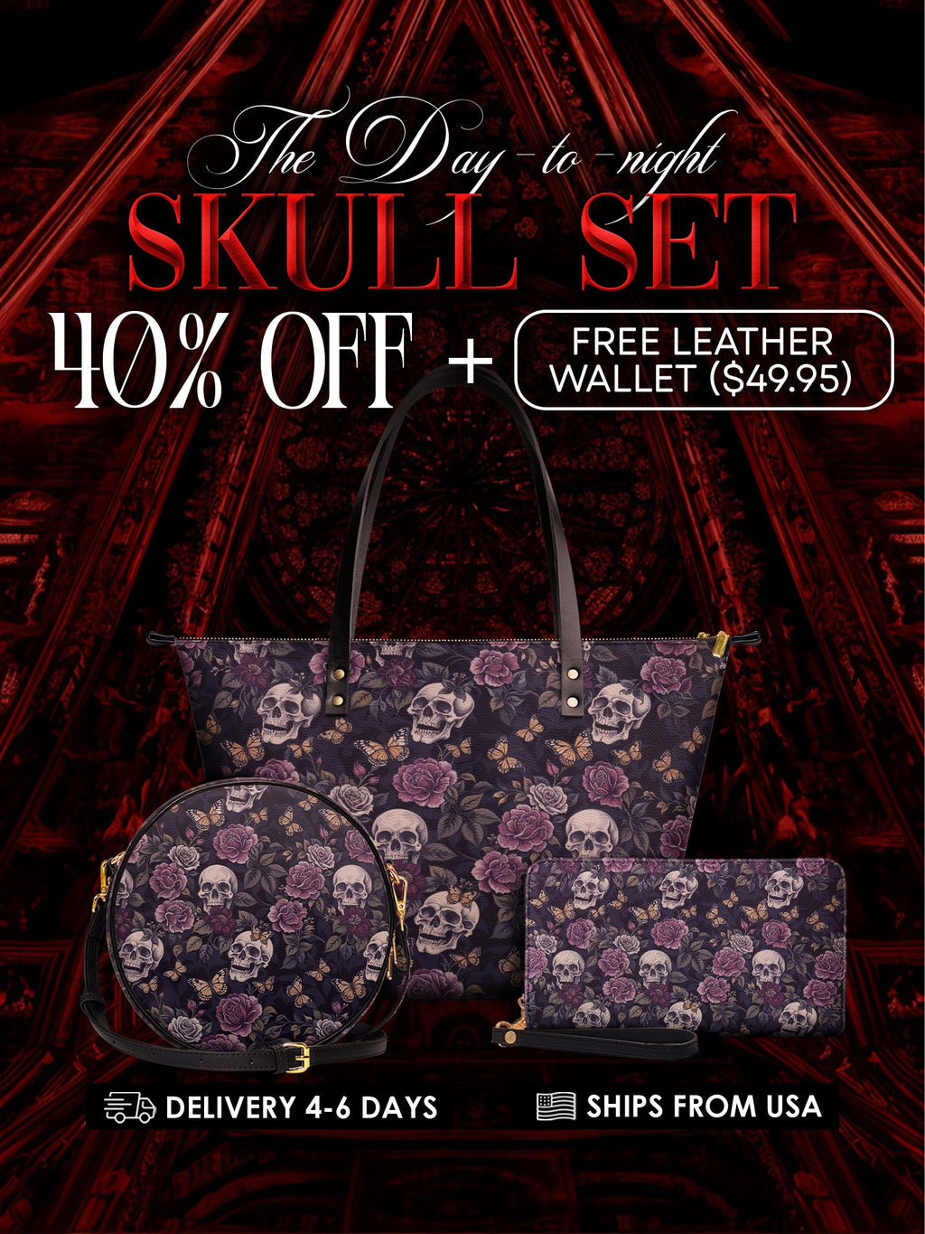 "Noctaflora" The Essentials Day-to-Night Skull Set