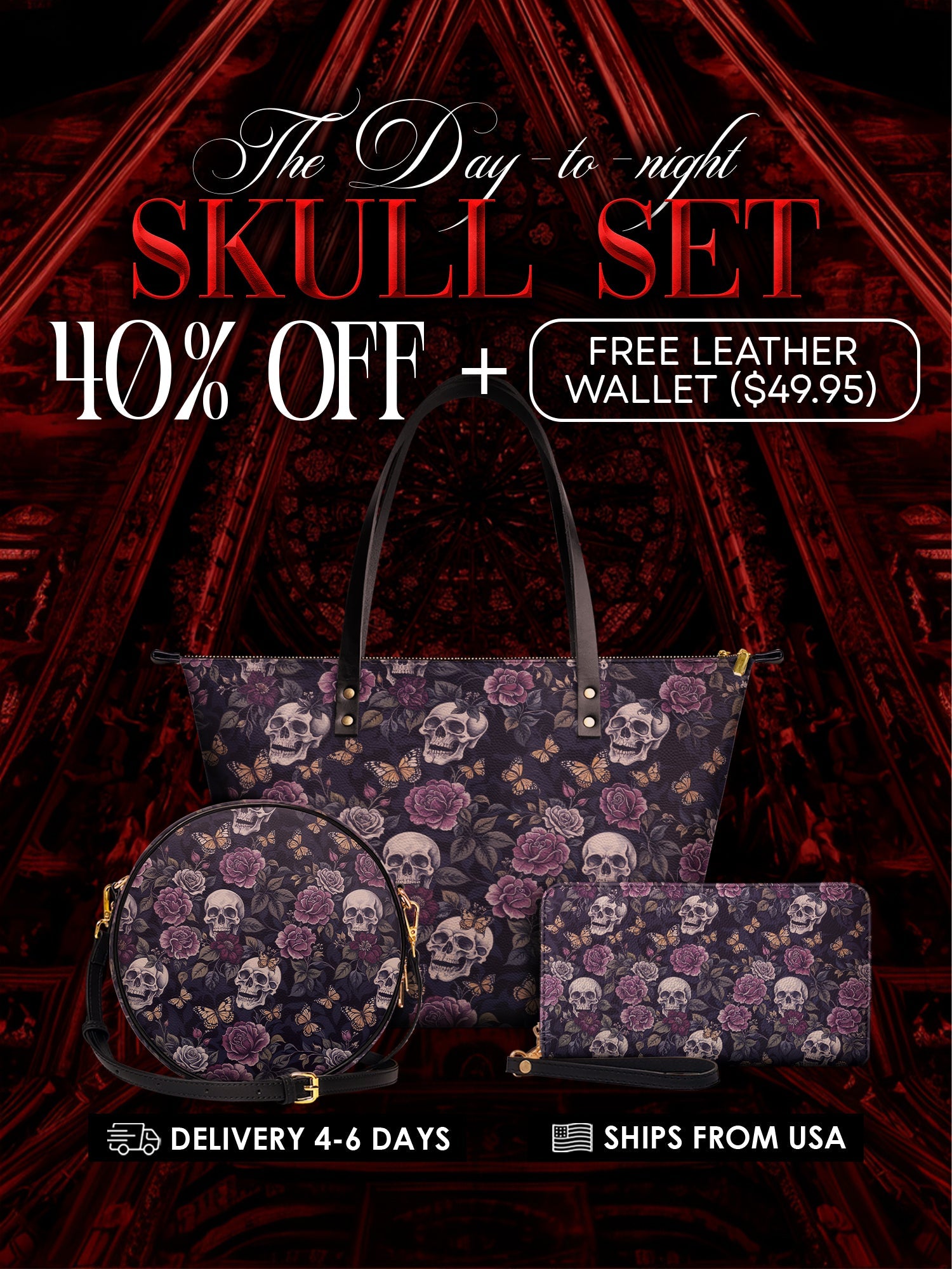 "Noctaflora" The Essentials Day-to-Night Skull Set